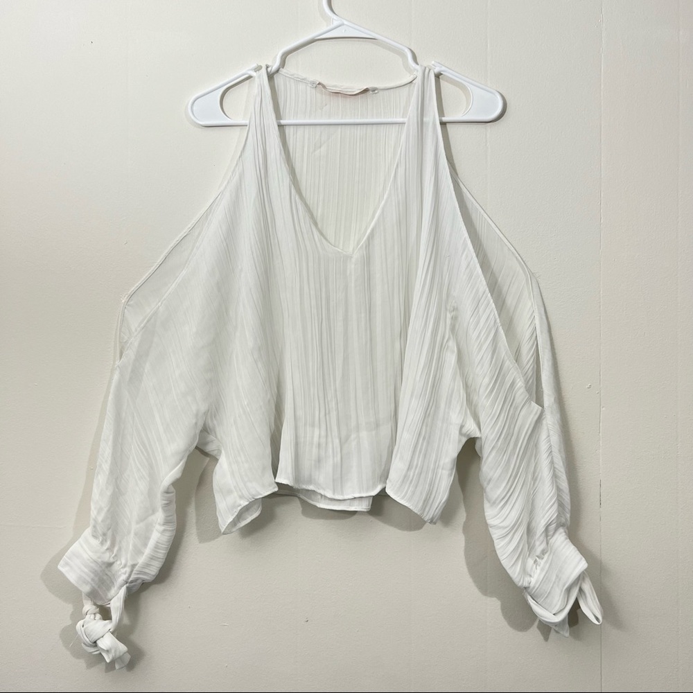 Zara trafaluc collection blouse white cutout shirt - small